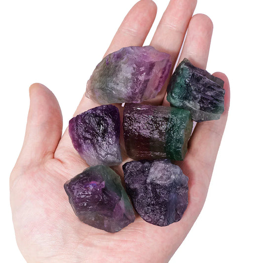 50g/bag Natural Raw Rainbow Fluorite – Rough Crystal Healing Stone Specimen